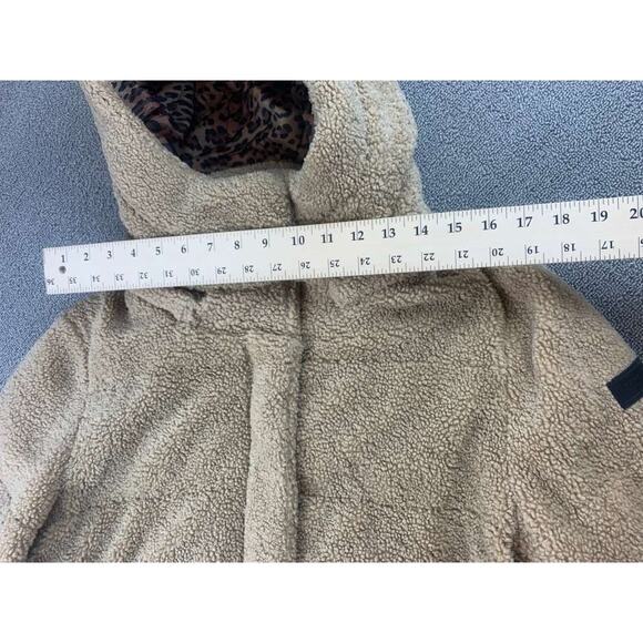 Sanctuary Sherpa Hooded Puffer Jacket Size M Teddy Bear Coat Faux Fur Tan - Picture 8 of 12